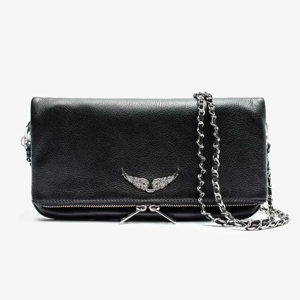 ZADIG & VOLTAIRE Shoulder Bags For Women Crossbody Bag Designer Wing Decoration 2Chains Straps White Color Flap Zipper