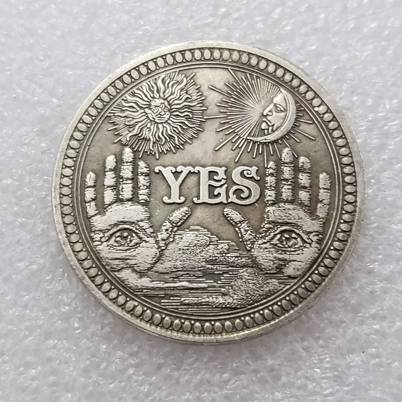 Yes/No Ouija Gothic Prediction Decision Coin All Seeing Eye or Death Angel Nickel USA Morgan Dollar COIN COPY Type Commemorative