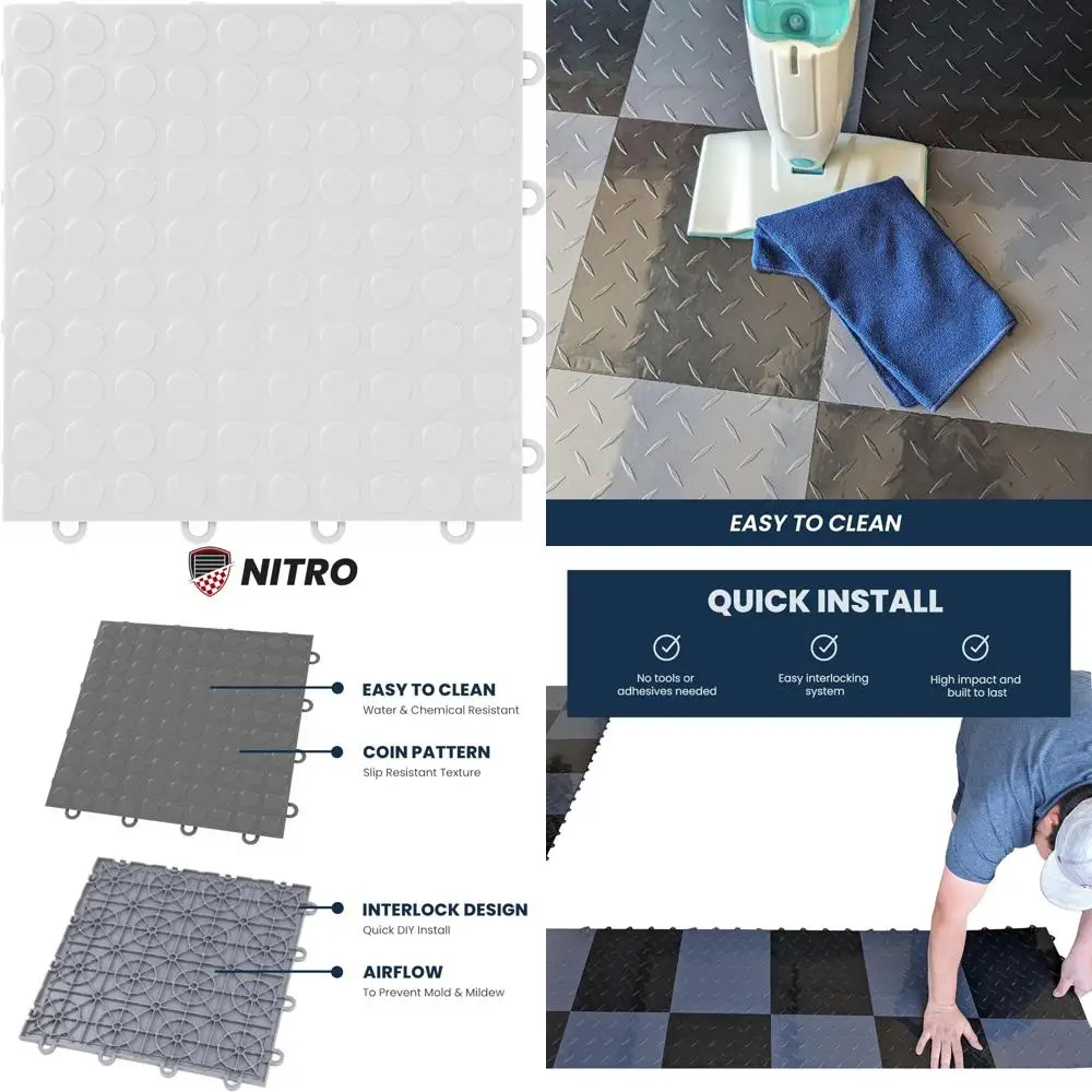 Non-Slip 12x12 Interlocking Plastic Garage Floor Tiles for Organization and Storage Solutions