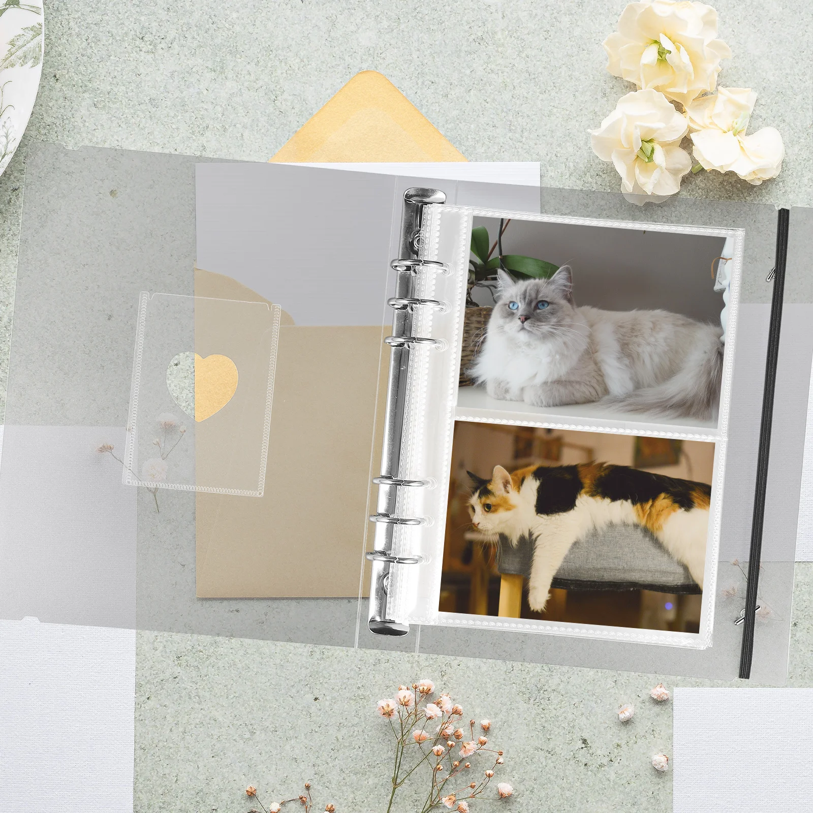 

1 Set 6-Ring Photo Album Pages Clear Pp Sleeves For Id Credit Gift Cards Waterproof Binder Pockets Replacement Sheets Loose-Leaf
