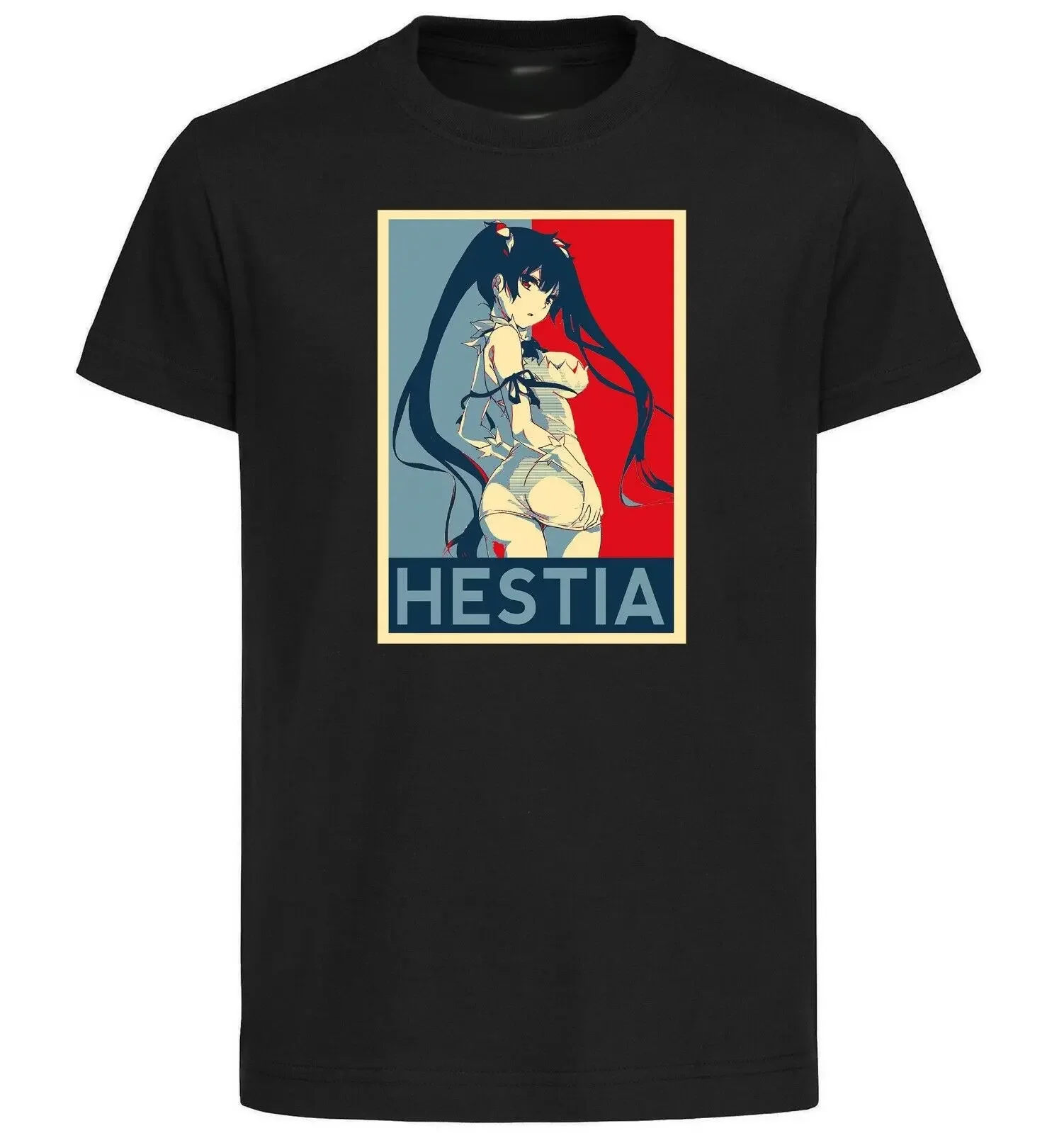 Black T-Shirt - Danmachi Propaganda - Hestia-