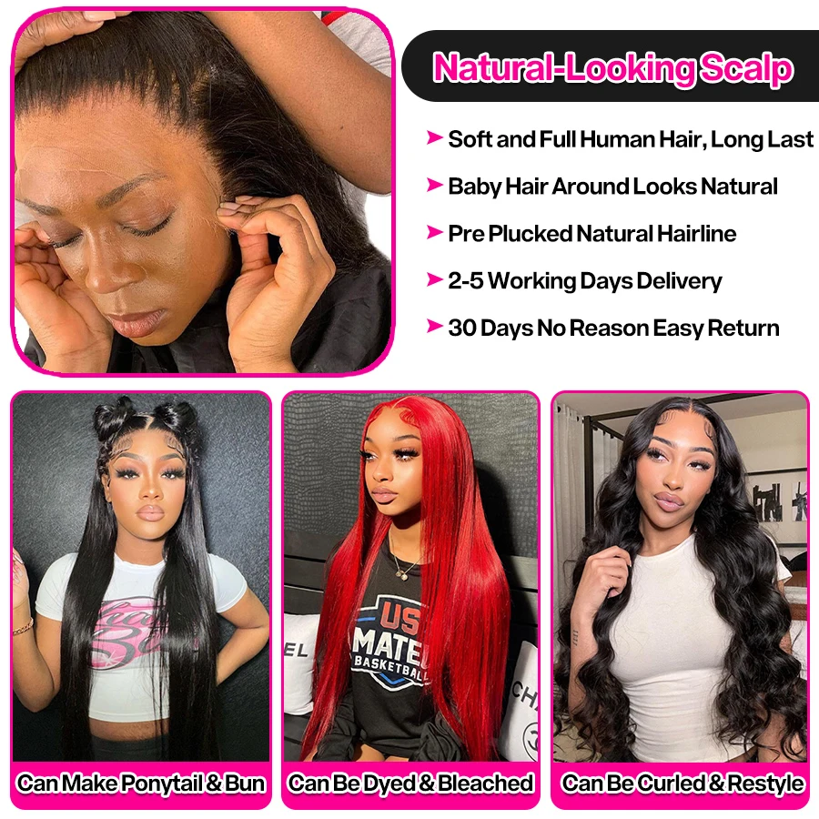 13x6 Hd Lace Frontal Wig 13x4 Straight Lace Front Wigs Pre plucked Bone Straight Lace Wigs For Women Human Hair Brazilian Wigs