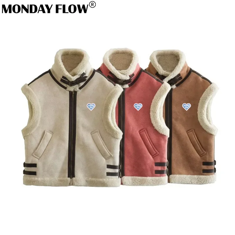 

Monday Flow Autumn Fleece Golf Vest 2024 Winter Fleece Cotton Women's Vest Outdoor Sports Windproof Zipper Golf Jacket