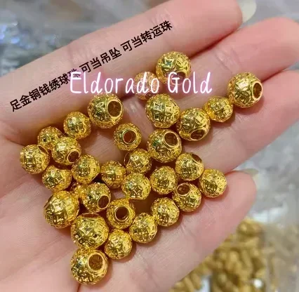 

Eldorado Gold gold3d hard beads 24k pure charms real 999 balls fine jewelry round beads big hole coin beads