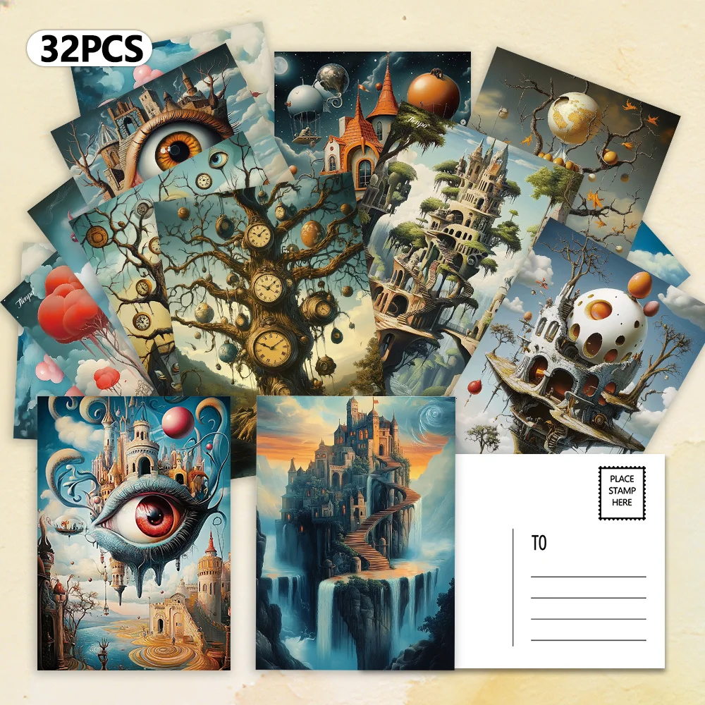 

32pcs,fairy tale style bizarre postcards, decoration/greeting cards/postcards, high-precision printing, collectible and mailable