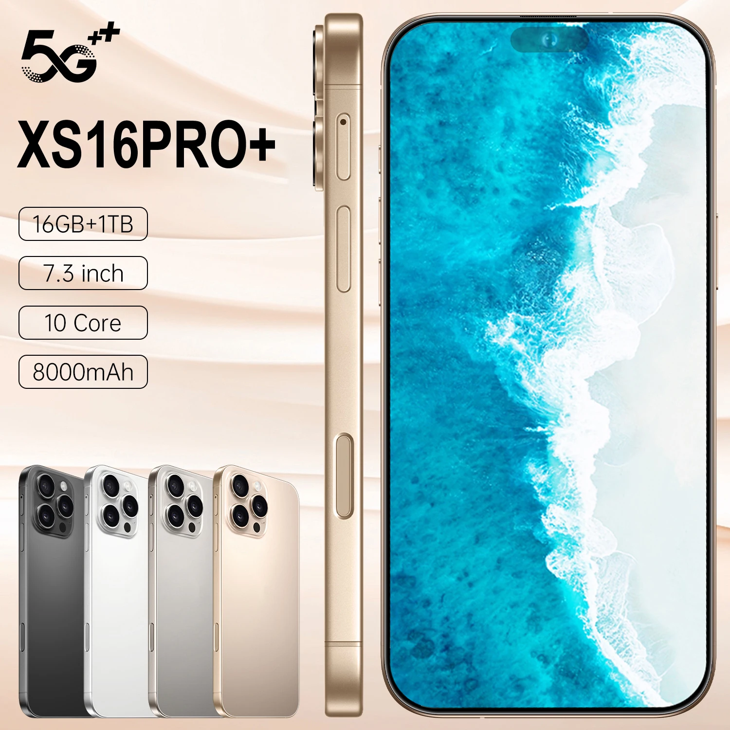 الأصلي للعلامة التجارية الجديدة XS16 Pro + الهاتف الذكي 7.3 بوصة شاشة كاملة 4G 5G هاتف محمول 8000mAh الهواتف المحمولة النسخة العالمية