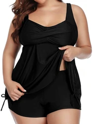 Sexy High Waist Bikini Large Size Tankini Swimsuits Women Plus Swimdress 2025 Solid Black Swimwear Slim Bathing Suit Mujer 6XL