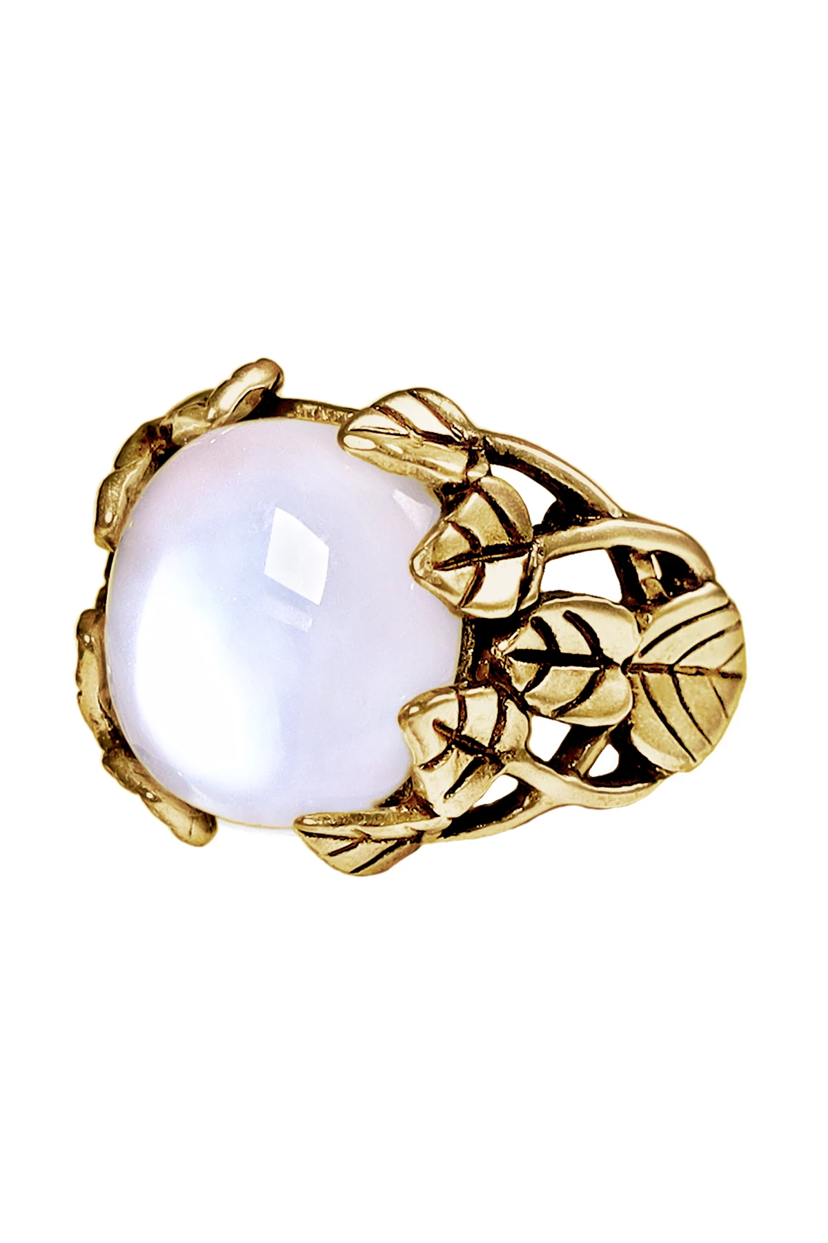 

Antique Gold Mother of Pearl Doublet Garden Ring for Women