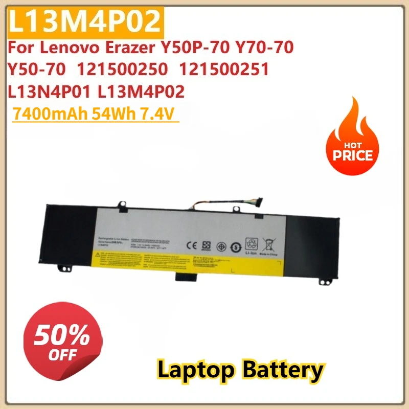 

L13M4P02 7400mAh 54Wh 7.4V Laptop Battery For Lenovo Erazer Y50P-70 Y70-70 Y50-70 121500250 121500251 L13N4P01 L13M4P02