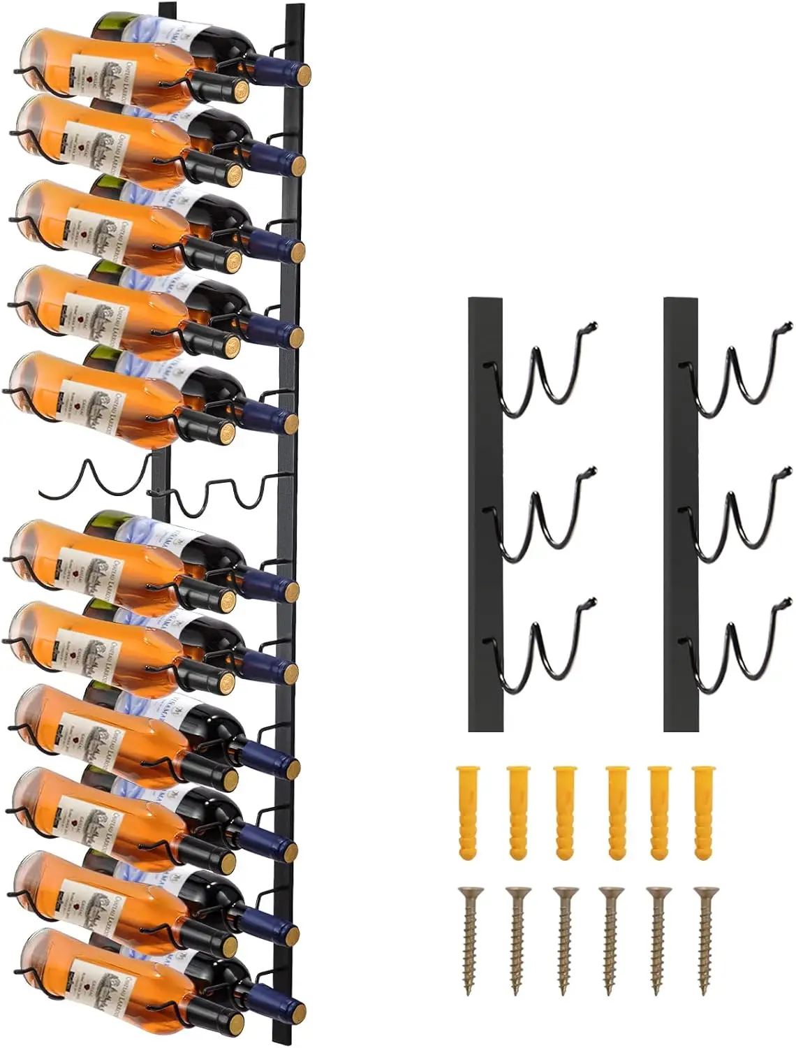 

Wall Mounted Wine Rack, 12x2 Bottles Wine Holder Towel Rack, Black Steel Vertical Wine Rack, Modern Decorative Wall Mounted