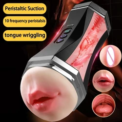 Masturbador de Vagina Real con sonido para hombres, estimulador de eyaculación de bolsillo, vibrador automático, succión de pene, más de 18