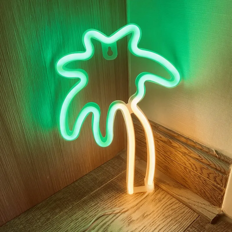 팜 트리 LED 네온 사인 USB/배터리 전원 LED 조명 침실 룸 장식 선물 야간 조명 장식 파티 휴일