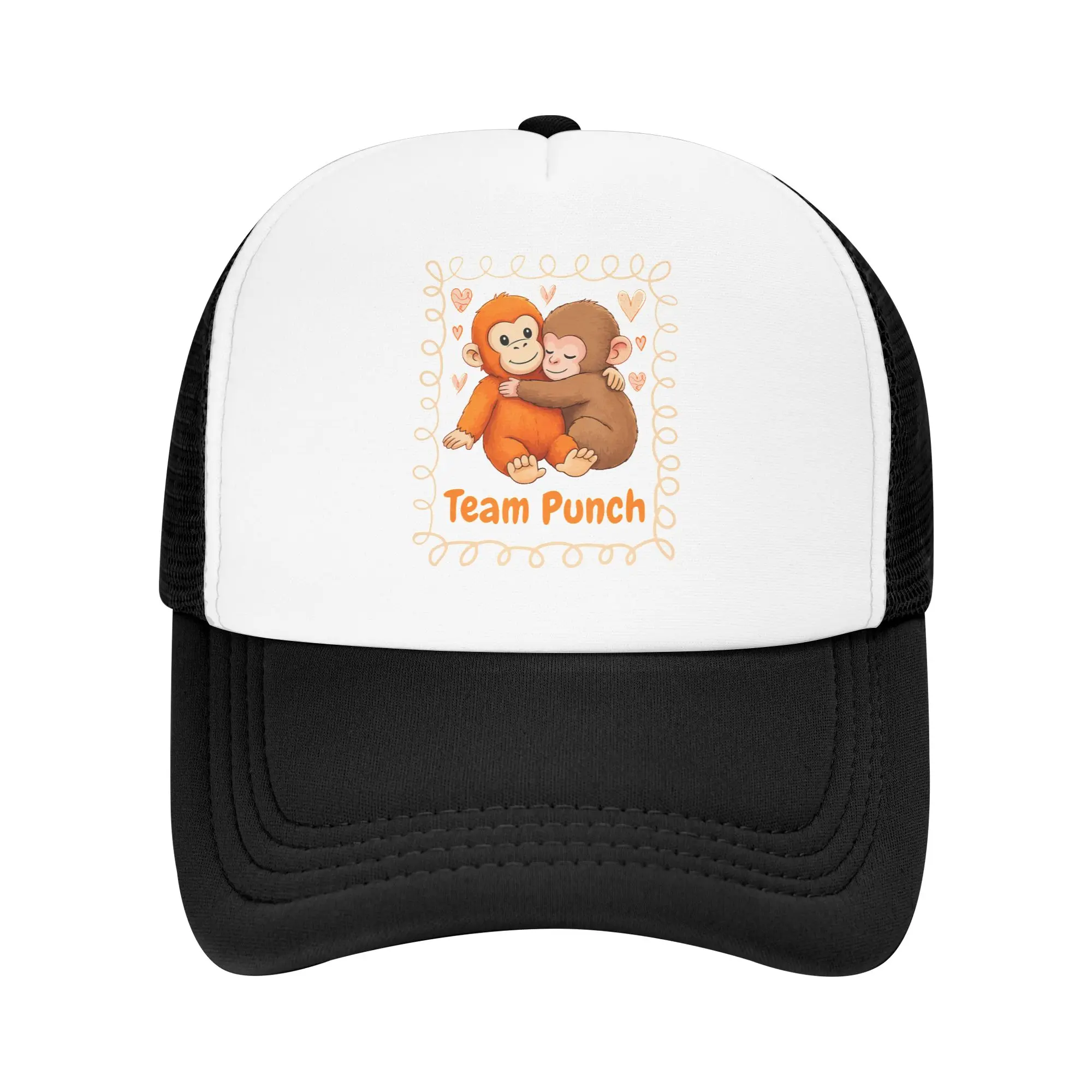 Team Punch Cute Monkey Lover Casual Baseball Cap  Running Hippie Trucker Hat Summer Breathable Unisex Men y2k Retro Snapback Cap