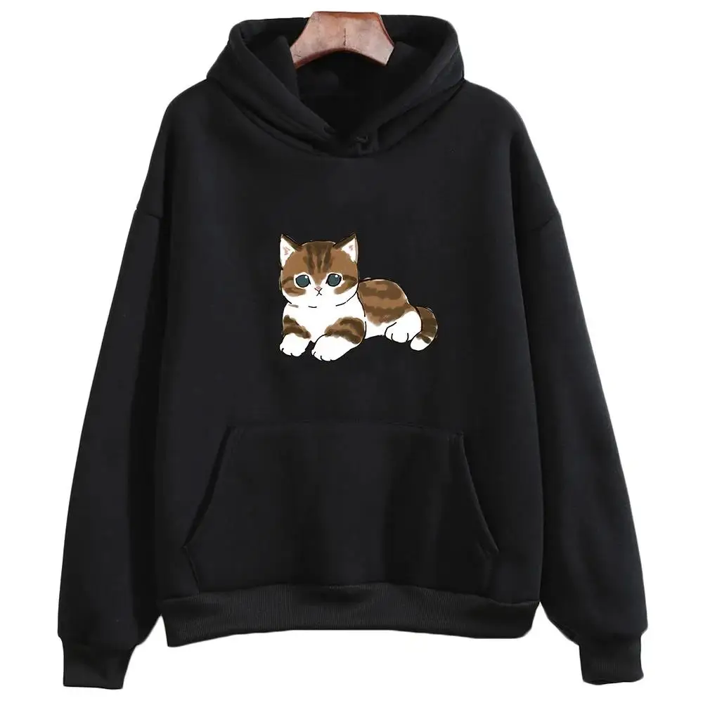 Cute Cat Cartoon Graphic Printed Hooded Men Women Aesthetic Trendy Hoodies Casual Loose Pullover Female High Quality Sweatshirt