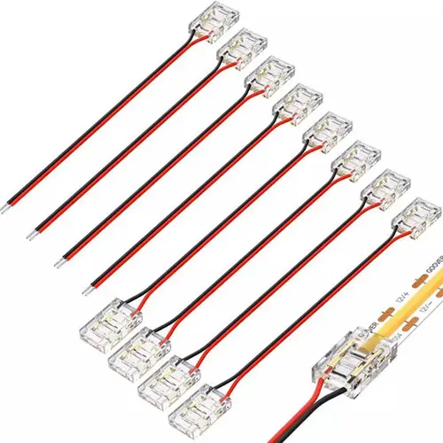 Conector de cable LED COB, conexión de 5, 8, 10mm, Mini hebilla sin soldadura, tira de luces LED FCOB RGB CCT, conector de 2 3 y 4 pines con cable
