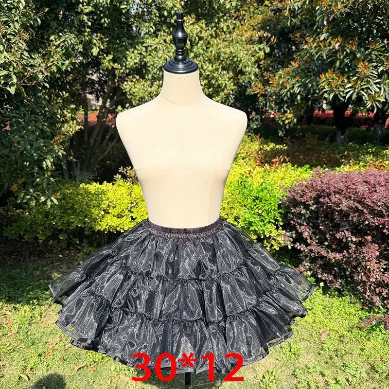 Black Lolita Super Stuffed Petticoat Boneless Violent Skirt Support Soft Yarn Short Duck Butt Korea Japan New