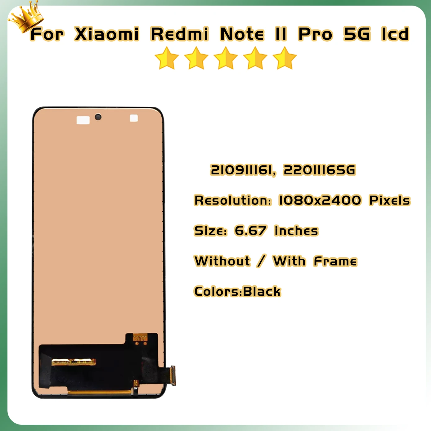 Screen For Xiaomi Redmi Note 11 Pro 4G / 5G LCD Touch Screen 2201116TG 2201116TI 21091116I 2201116SG Display Digitizer Assembly