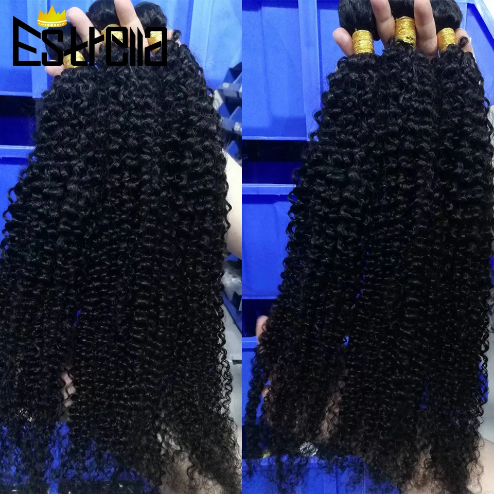 

5Pcs 24inch Human Hair Bundles Kinky Curly Human Hair Bundles Deal Peruvian Human Hair Weave Bundles For Women Hair Extensions