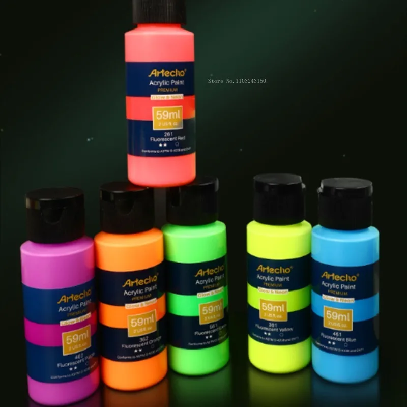 59ml Luminous Acrylic Pigment Hand-painted Graffiti Art Luminous Paint Clothing Shoes Wall Painting Textile Painting Pigment