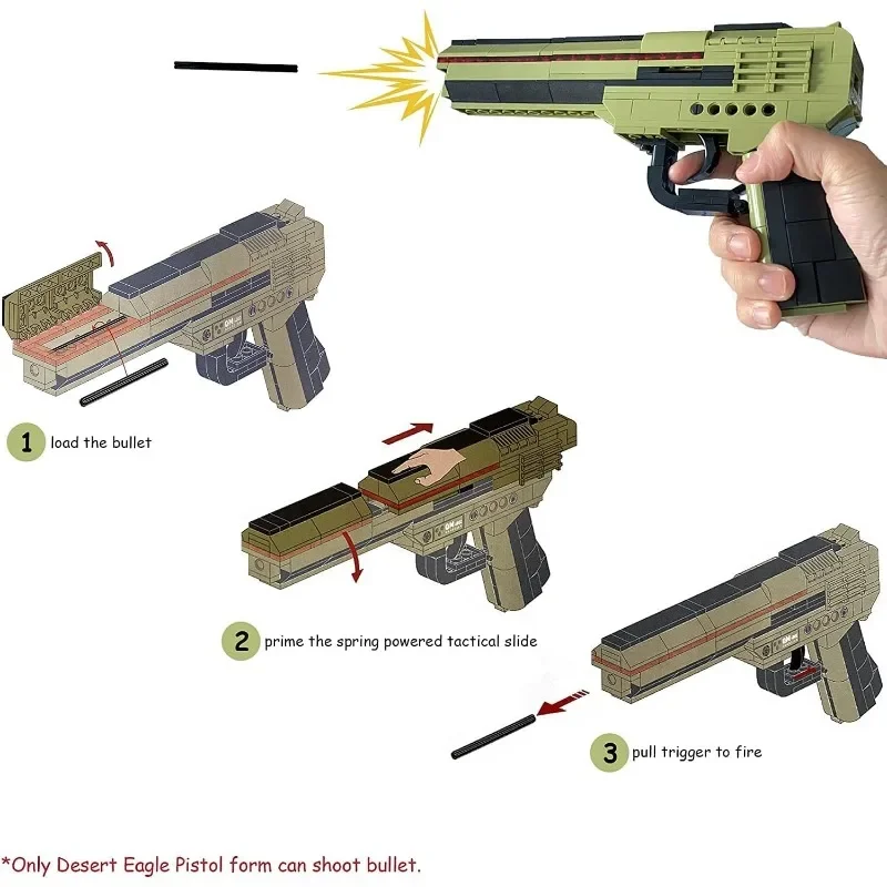 QMAN-Pistola de bloques de construcción 3 en 1, simulación de bloques de construcción con balas, conjunto de construcción de armas militares, modelo para niños 202