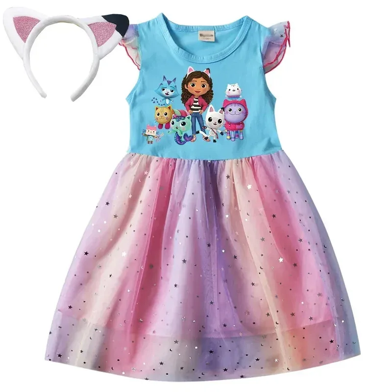 

New summer baby girl Gaby cat dresses bag headband kids cabby's Dollhouse Christmas party cosplay costume for girls
