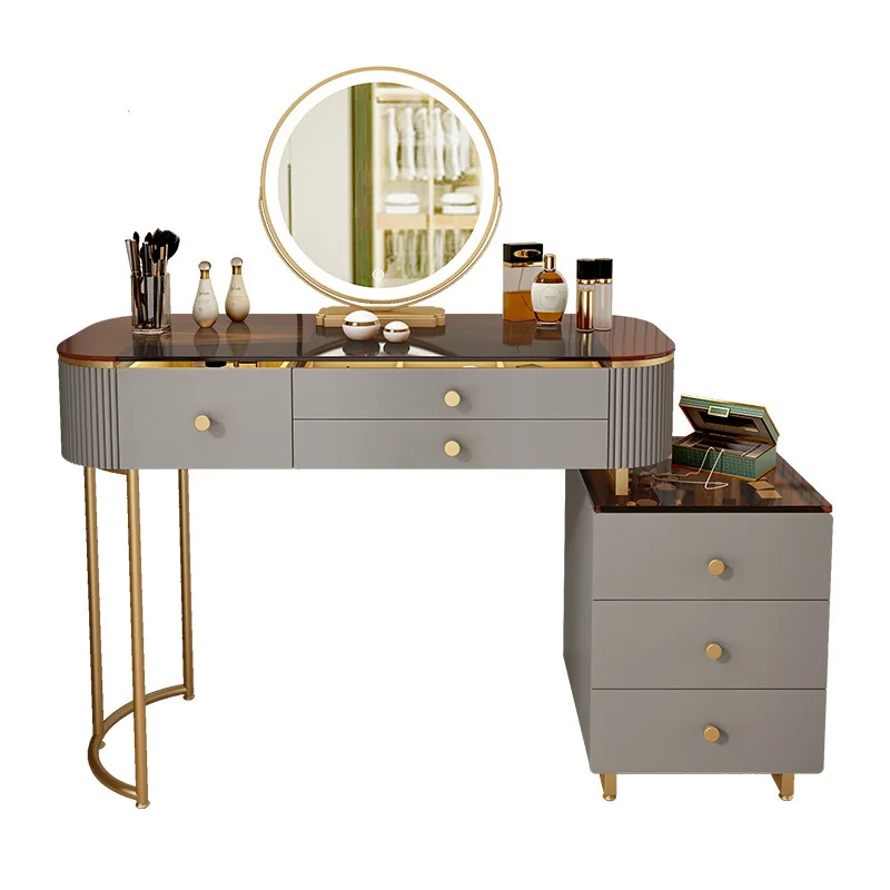 

Nordic glass dressing table Internet celebrity ins style dressing table bedroom small apartment modern simple dressing table