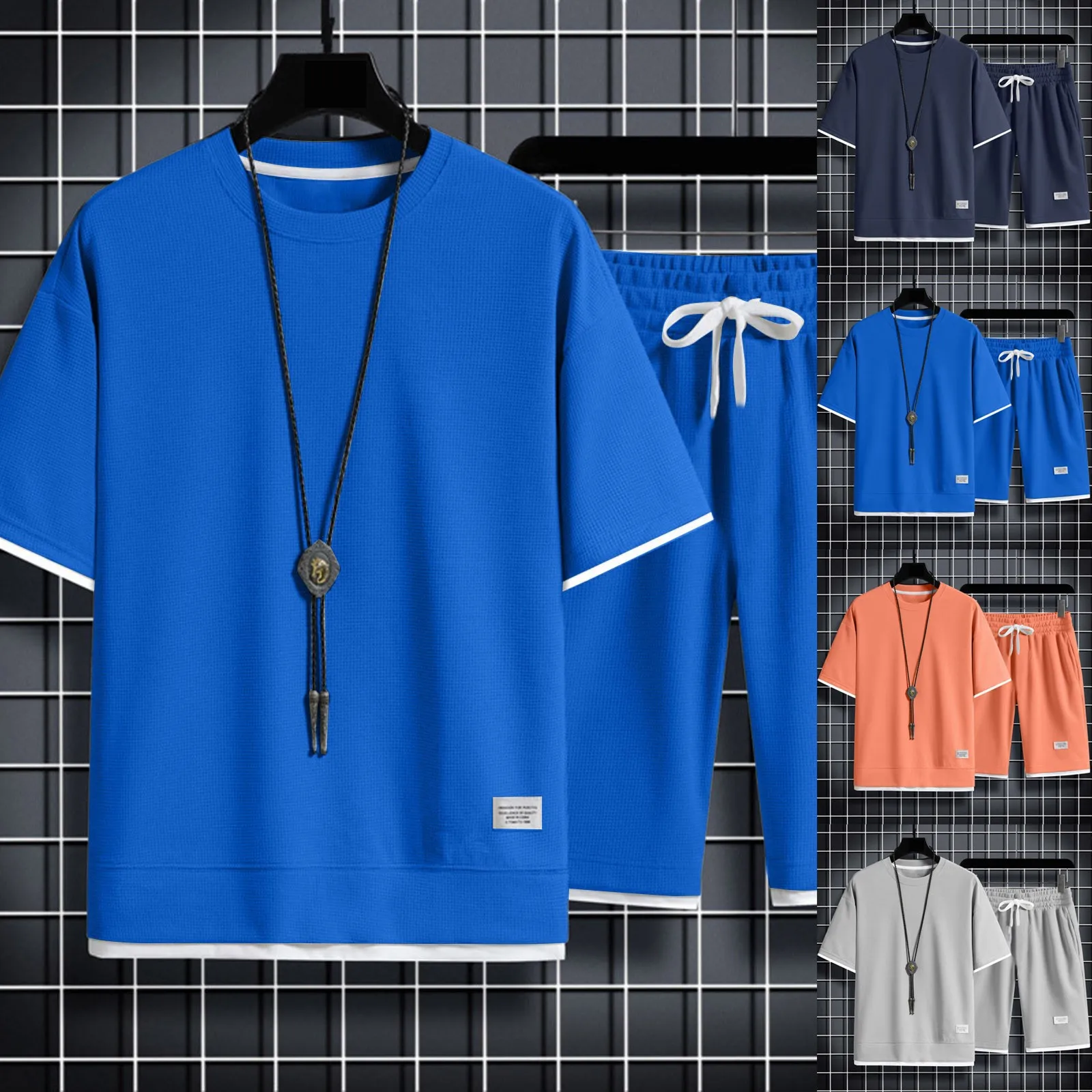 

Vest And Trousers Mens Casual Summer Short Sleeve Leisure Sports Suit Loose T Shirt Shorts Suit Two Piece Formal Suits Men