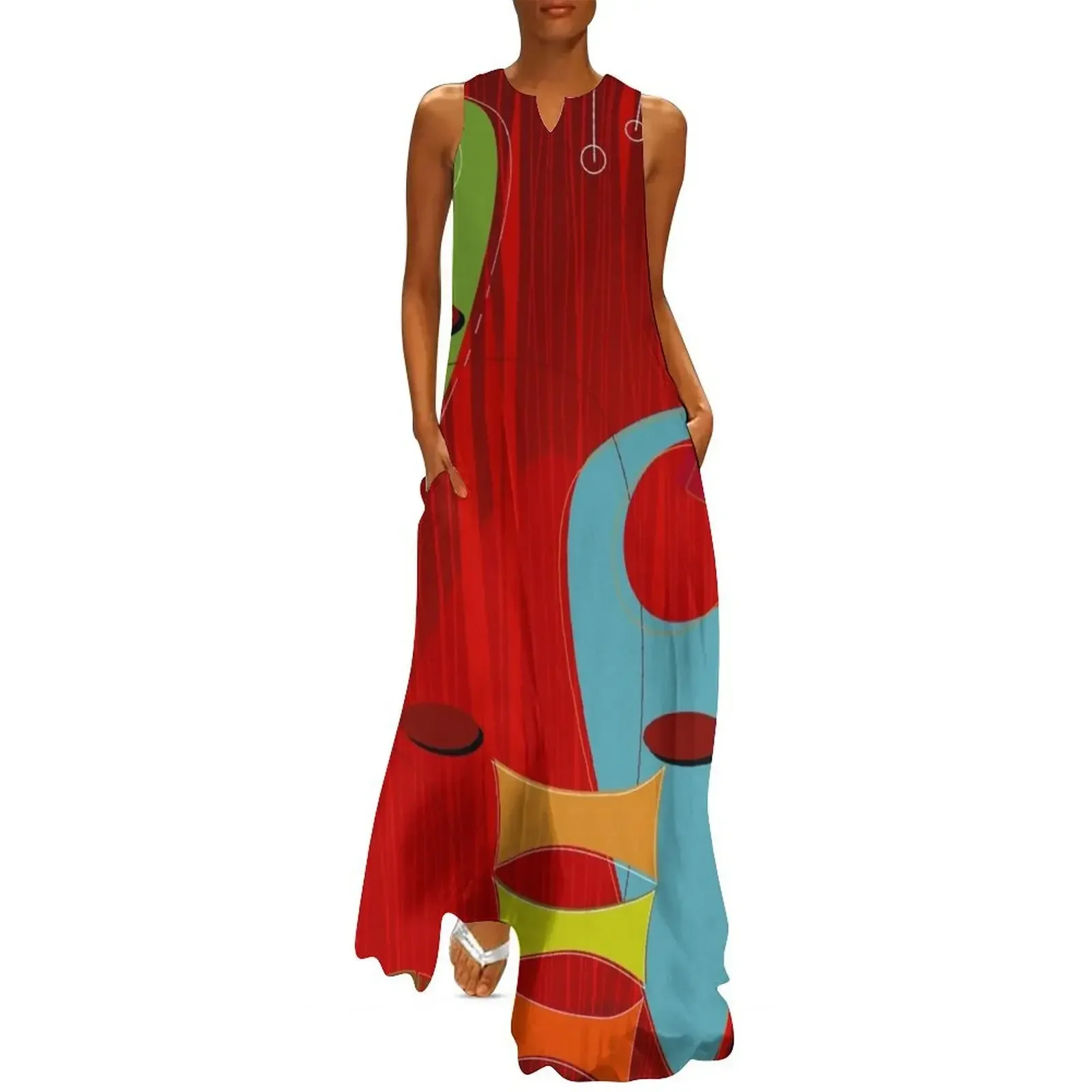 

Retro Eames-Era Atomic Inspired 6 Long Dress Women's summer dress Beachwear dress dresses summer women's suit