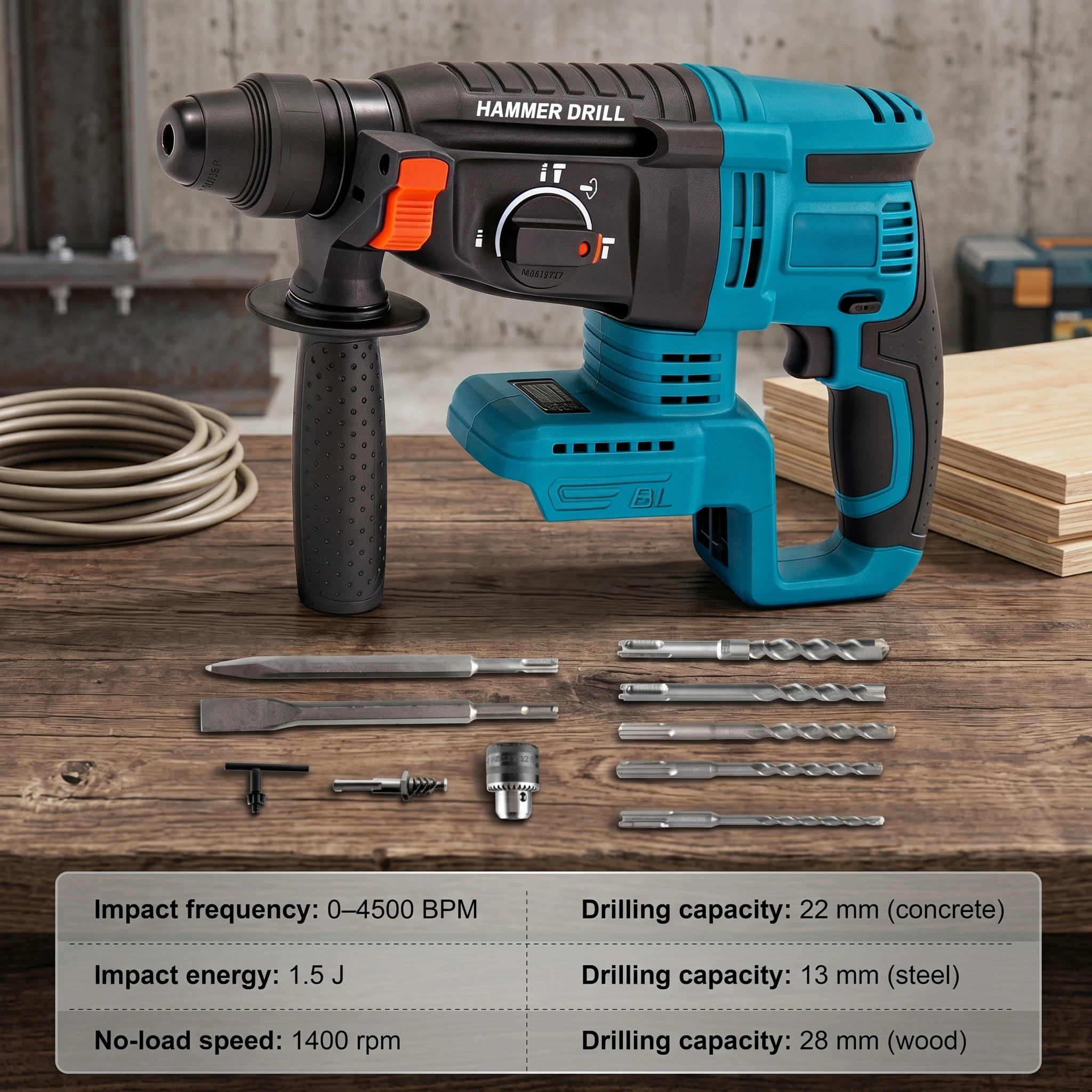 Brushless Electric Hammer Rotary Hammer Drill Multifunctional Cordless Electric Hammer Drill Handheld Power Tool For Makita