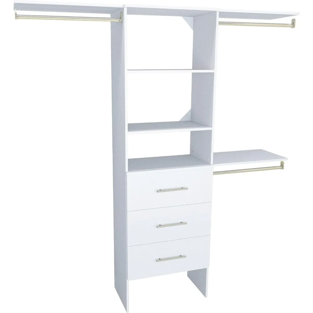 1937040 SuiteSymphony Modern 25-Inch Closet Organizer with Shelves and 3-Drawers, Pure White