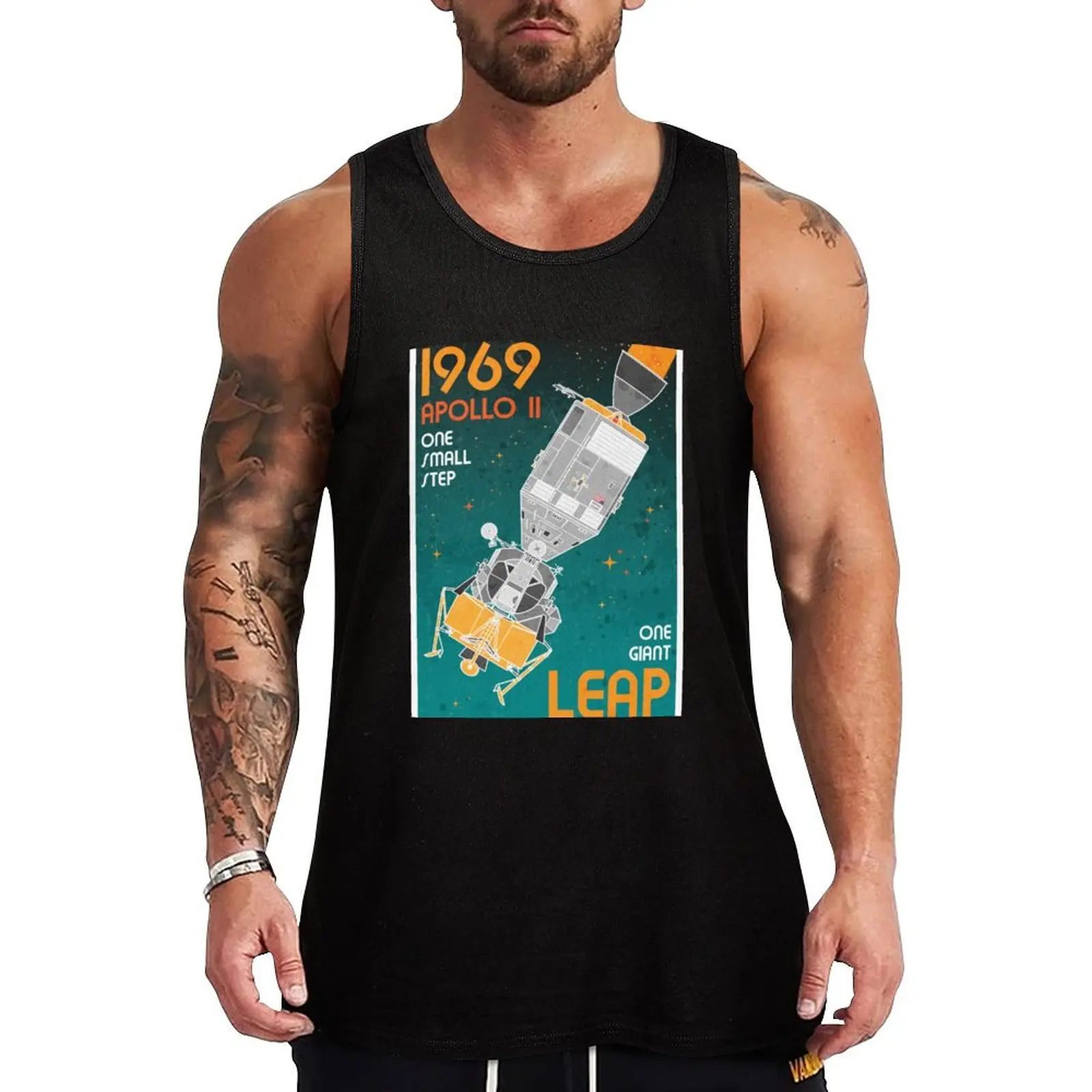 

Apollo 11. One Giant Leap (Retro) Tank Top Casual Lounge Tank Top Sleeveless Loose Soft Shirt