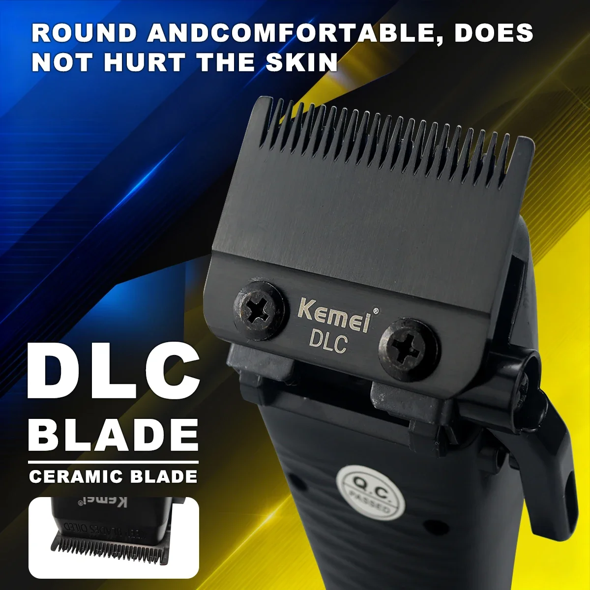 Kemei KM-1911 Men's Hair Clipper DLC Blade External Rotor Brushless Motor Base Charger LED Display Professional Haircut Machine