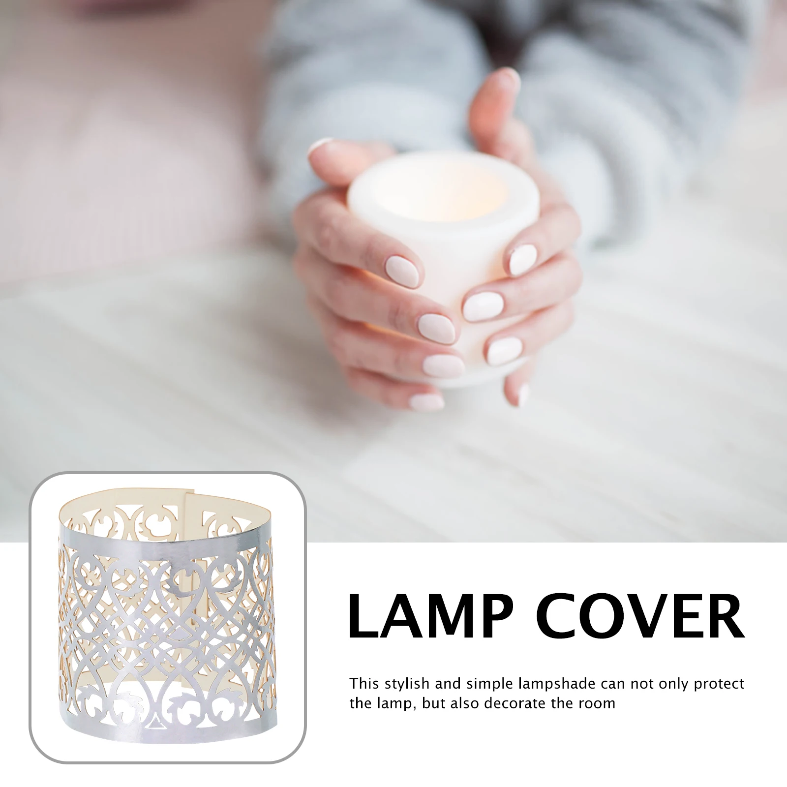 

50pcs Silver Paper Lamp Wraps Hollow Design Decorative Holder Wraps For Party Supplies Cylindrical Light Shades Candles