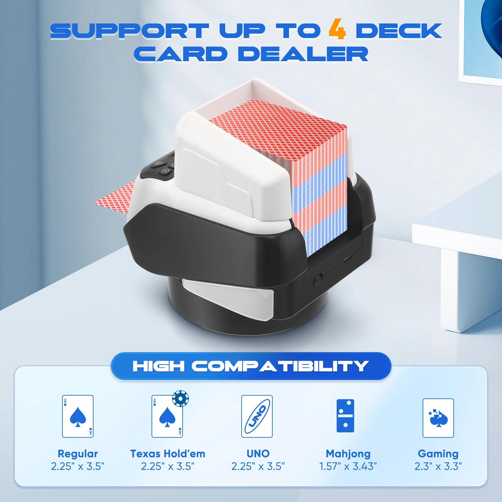 2 في 1 التلقائي بطاقة المتثاقل وتاجر موزع أوراق اللعب خلط أداة التعامل ألعاب الحفلات المنزلية آلة البوكر #5