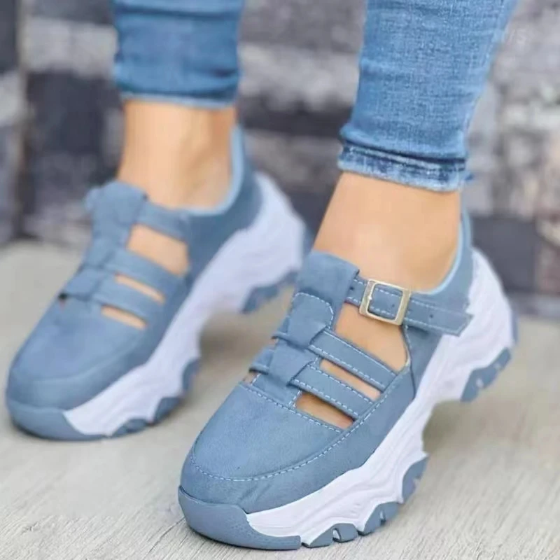 2023 New Thick-soled Women's Sports Shoes Fashion Casual Comfortable Slip-on Flat Shoes Women's Heightening Vulcanized Shoes