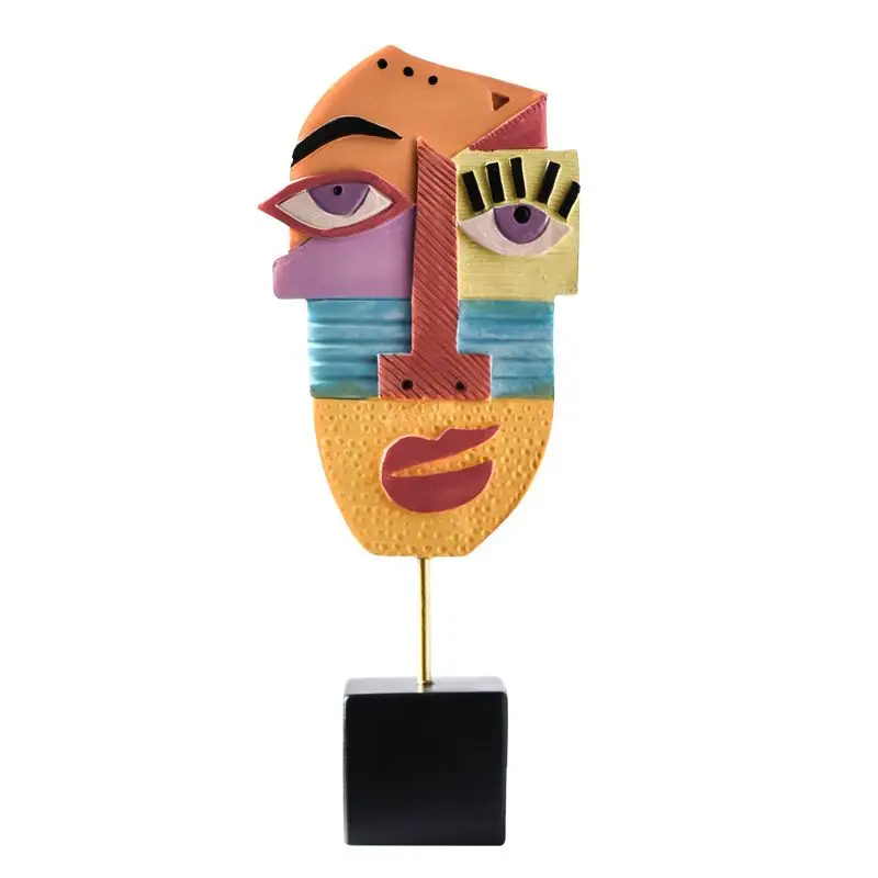 Europe Vintage Abstract Art Facial Resin Accessories Home Room Entrance Furnishing Decoration Office Desk Statue Ornaments Items