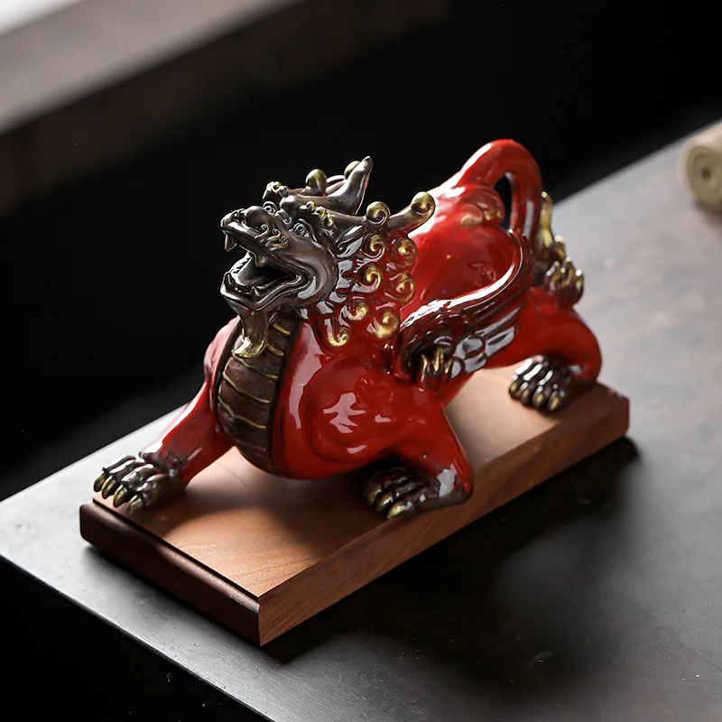 Divine beast decoration, ceramic decoration, home, living room, porch decoration, and high-end gifts for office desk relocation