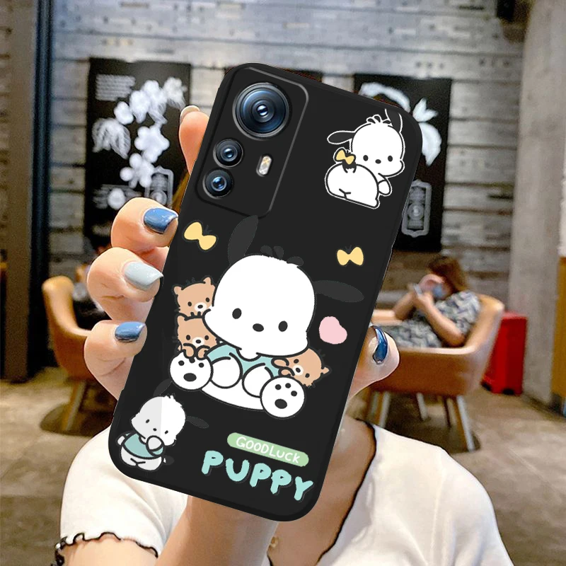 Sanrio Pacha Dog Cartoon Liquid Left Rope For Xiaomi Mi 14 13T 13 12T 12 11T 11i 11 A3 10T 10 9 Pro Lite Ultra 5G Back