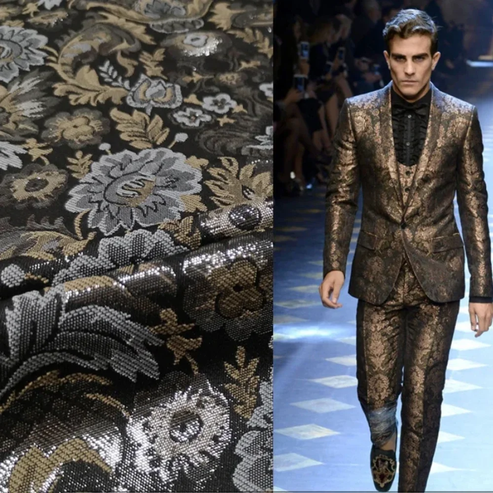 jacquard-brocade-fabric-european-style-retro-metal-wire-autumn-winter-children's-dress-costumes-stiff-fabrics-by-the-meter