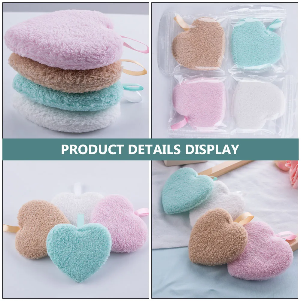 4 stücke Herzförmige Make-Up Entfernung Schwamm Gesichts Reinigung Puff Peeling Tiefe Poren Reinigung Reise Ätherisches Frauen Mädchen Gesicht
