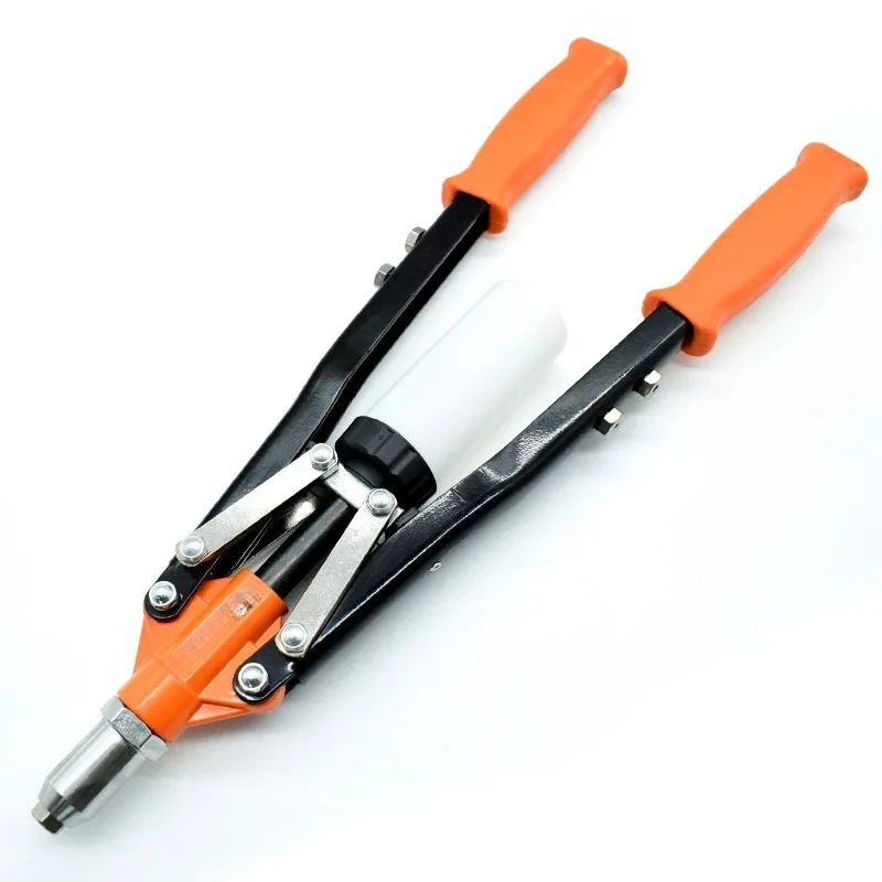 مسدس صامولة برشام يدوي بمقبض مزدوج مع مقبض مطلي بالمطاط، مسدس صامولة صناعي عالي التحمل مصنوع بالكامل من الفولاذ