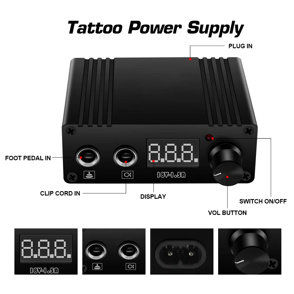 Kit de máquina de tatuaje rotativa profesional, juego de tatuaje con agujas de Pedal de pie eléctrico, tinta de pigmento para principiantes