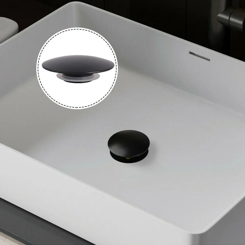 Matte Black Basin Waste Up Bathroom Sink Push Button Click Clack Plug 66mm For Most Kitchen Or Bathroom Basins