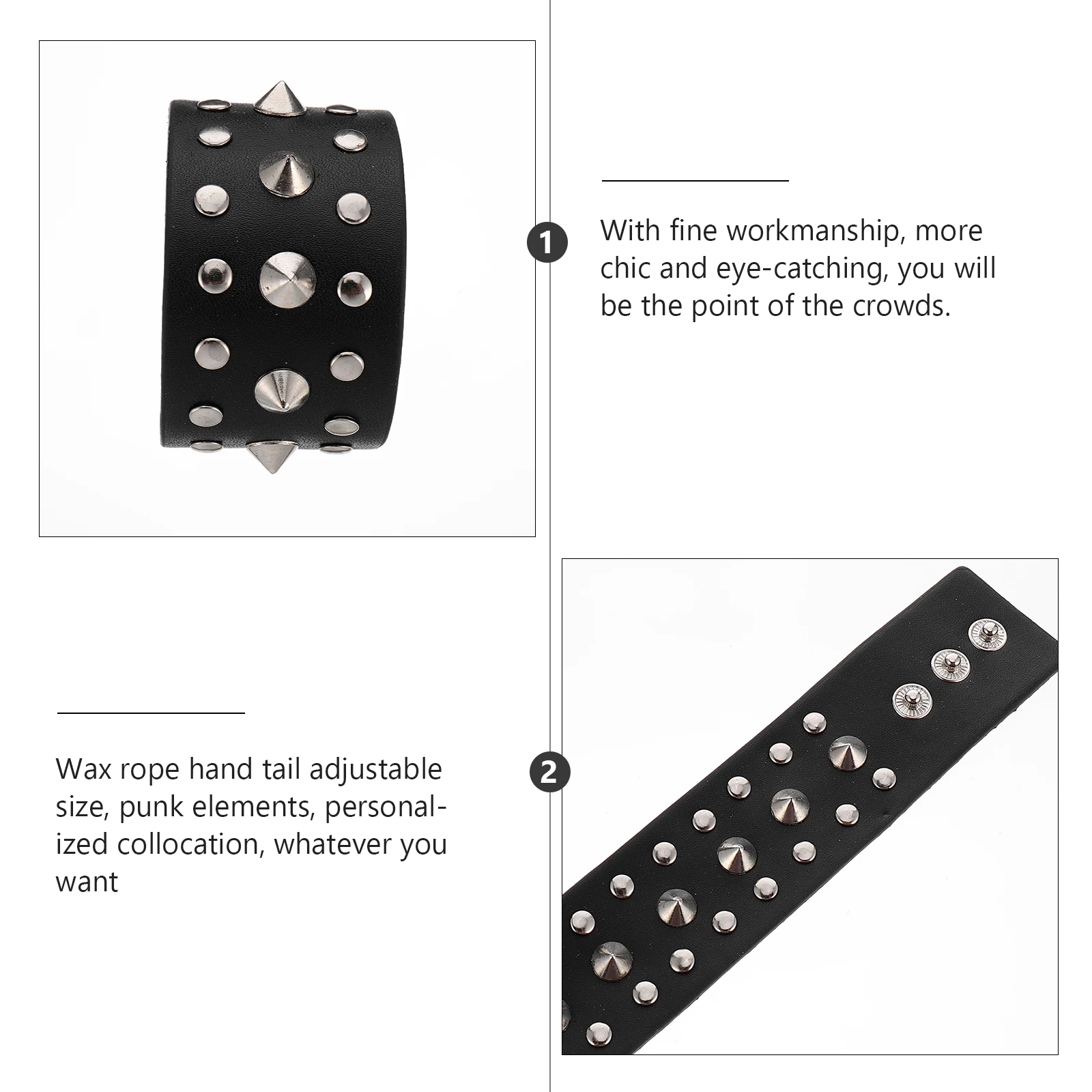 

Fashion Rivet Bracelet Adjustable Wristband Creative Hand Chain Punk Style Bangle Decoration Party Daily Wear Accessory