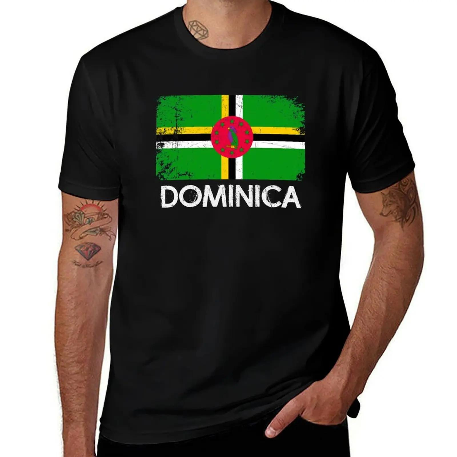 Dominican Flag Design Vintage Made In Dominica Gift T-Shirt Work Comfort for Men T-Shirt