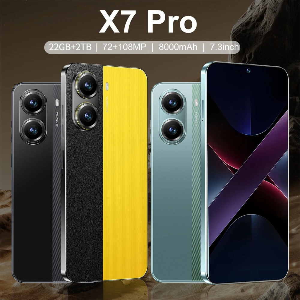 2025 Nuovi telefoni cellulari originali X7 Pro Schermo HD da 7,3 pollici Smartphone 7800mAh 5G Versione globale Cellulari Android 14 Cellulare