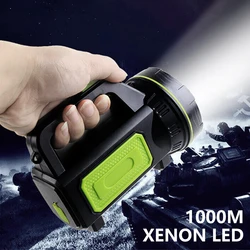 LED Strong Searchlight Waterproof Flashlight Rechargeable Portable Hand Lamp 2 ModesEmergency Hiking Camping Energe Saving Torch