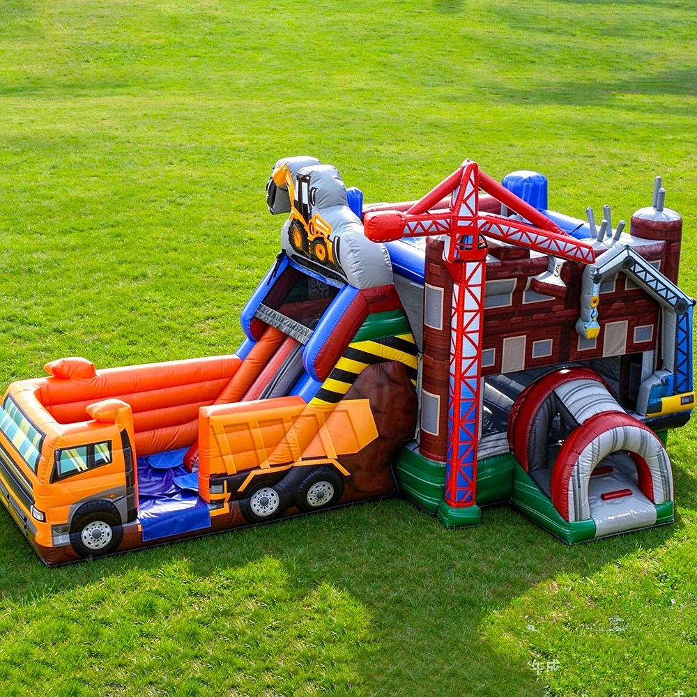 Commercial Bounce House With Slide Construction Dump Truck Inflatable Combo for Outdoor Playground Rental