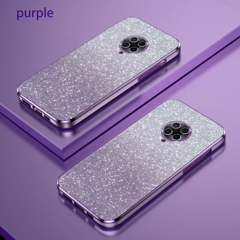 

For Xiaomi Poco F2 Pro Case POCO F2 Pro Phone Case M2004J11G Luxury Gradient Glitter Plating Silicone Back Cover Funda