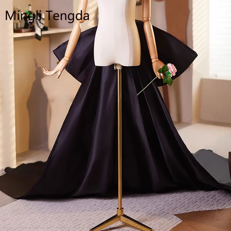 Mingli Tengda Black Satin Detachable petticoats for Wedding dress Tail Waist Big Bow Skirt Bride Mariage Accessoire Custom Made